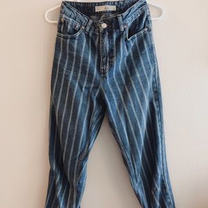 Topshop Pinstripe Mom Jean Denim High Waist